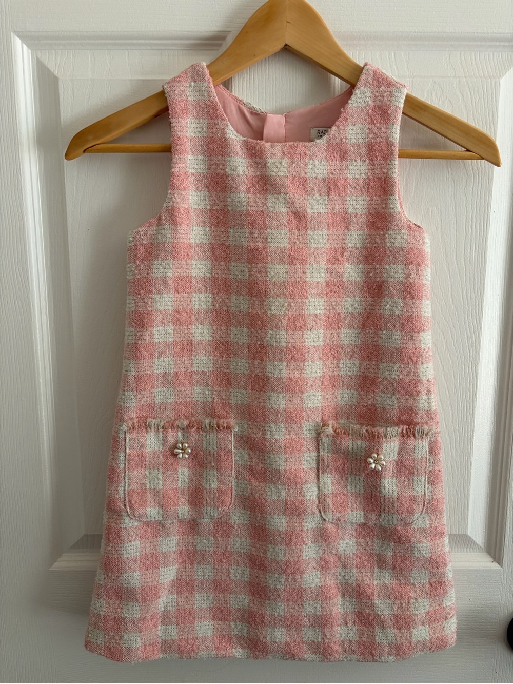 Rachel Zoe Girls Pink & White Classic Chanel Style Sleeveless Dress W/Pocket Sz6